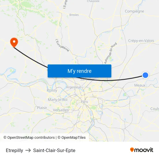 Etrepilly to Saint-Clair-Sur-Epte map
