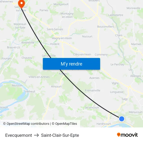 Evecquemont to Saint-Clair-Sur-Epte map