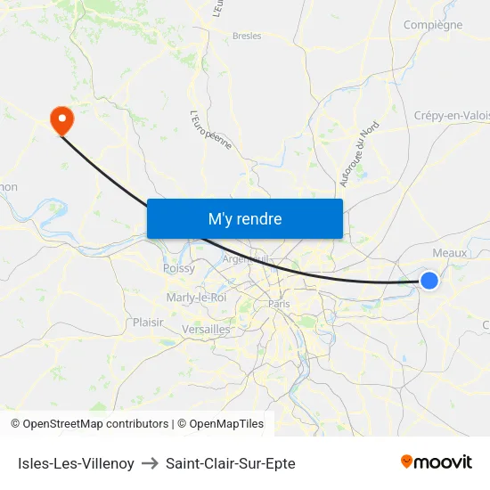 Isles-Les-Villenoy to Saint-Clair-Sur-Epte map