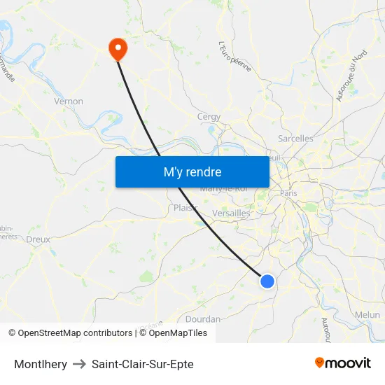 Montlhery to Saint-Clair-Sur-Epte map