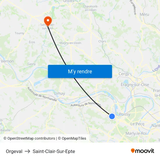 Orgeval to Saint-Clair-Sur-Epte map