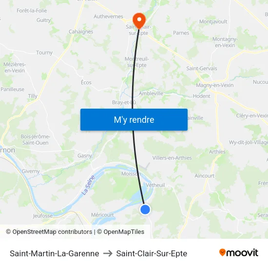 Saint-Martin-La-Garenne to Saint-Clair-Sur-Epte map