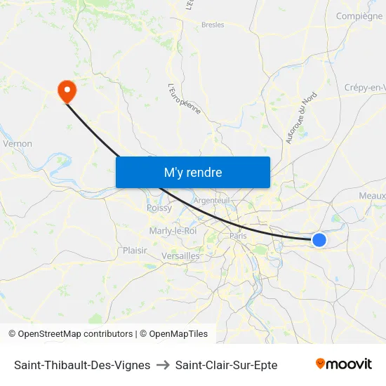 Saint-Thibault-Des-Vignes to Saint-Clair-Sur-Epte map