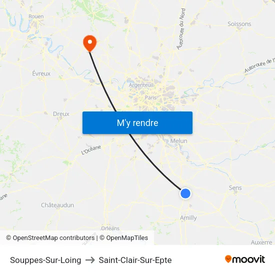 Souppes-Sur-Loing to Saint-Clair-Sur-Epte map