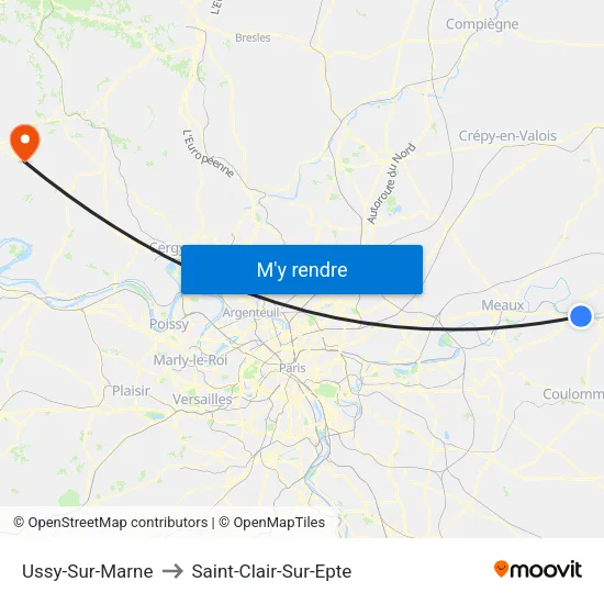 Ussy-Sur-Marne to Saint-Clair-Sur-Epte map