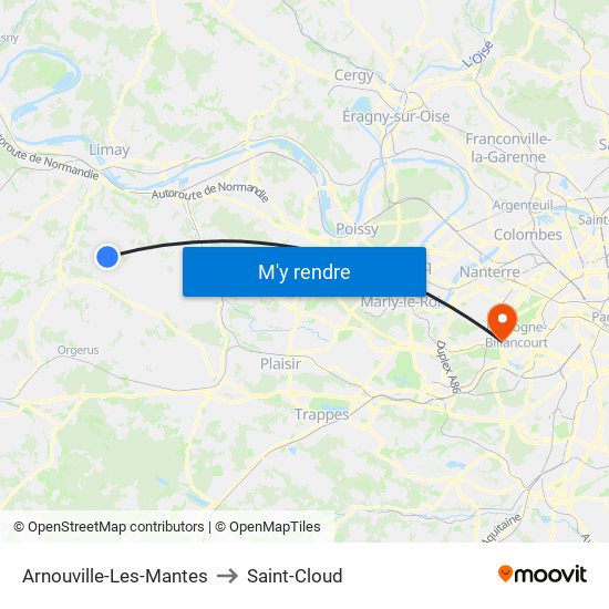 Arnouville-Les-Mantes to Saint-Cloud map