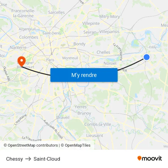 Chessy to Saint-Cloud map