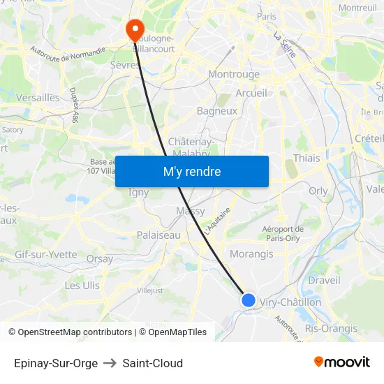 Epinay-Sur-Orge to Saint-Cloud map
