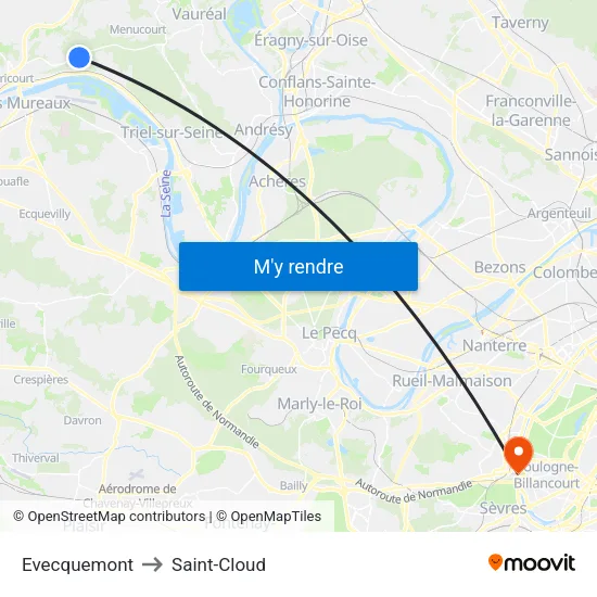 Evecquemont to Saint-Cloud map