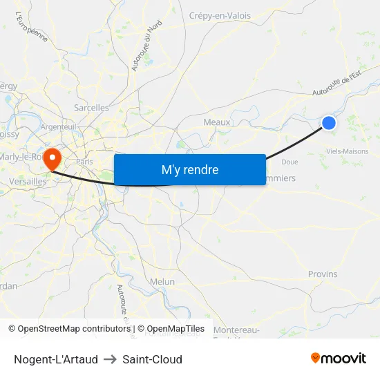 Nogent-L'Artaud to Saint-Cloud map
