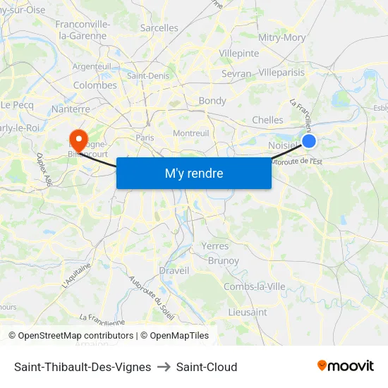 Saint-Thibault-Des-Vignes to Saint-Cloud map