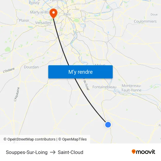 Souppes-Sur-Loing to Saint-Cloud map