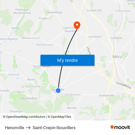 Henonville to Saint-Crepin-Ibouvillers map