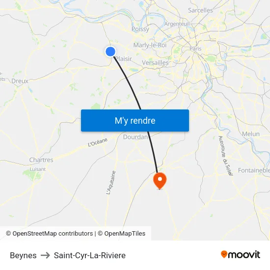 Beynes to Saint-Cyr-La-Riviere map