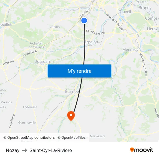 Nozay to Saint-Cyr-La-Riviere map
