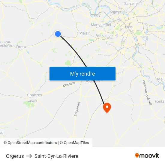 Orgerus to Saint-Cyr-La-Riviere map