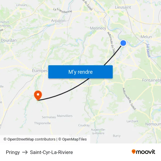 Pringy to Saint-Cyr-La-Riviere map