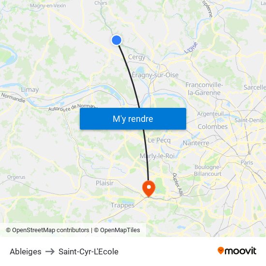 Ableiges to Saint-Cyr-L'Ecole map