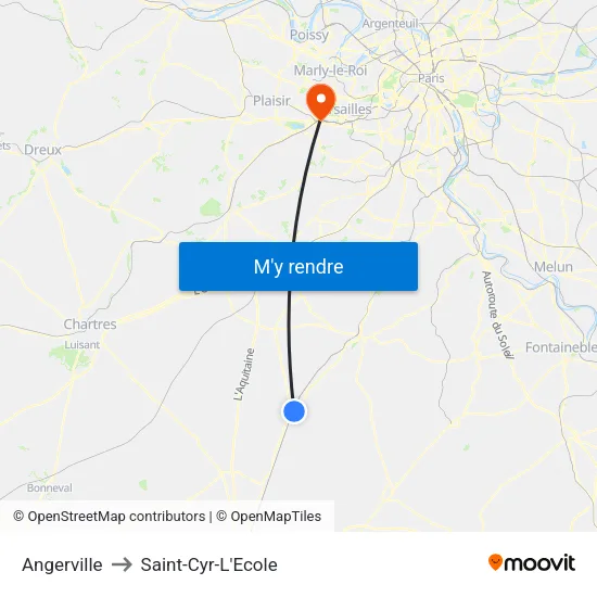 Angerville to Saint-Cyr-L'Ecole map