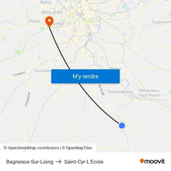 Bagneaux-Sur-Loing to Saint-Cyr-L'Ecole map