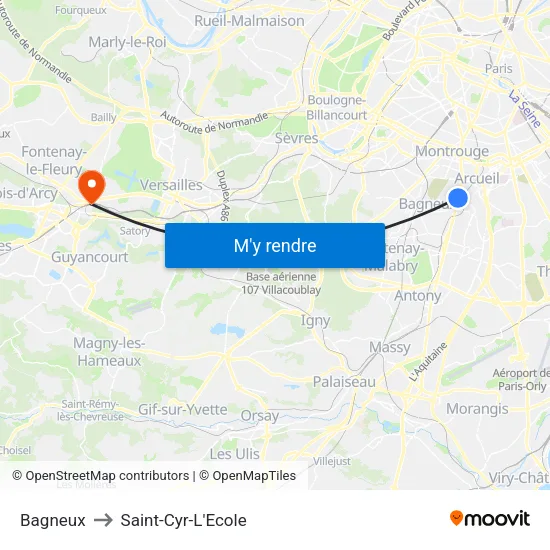 Bagneux to Saint-Cyr-L'Ecole map