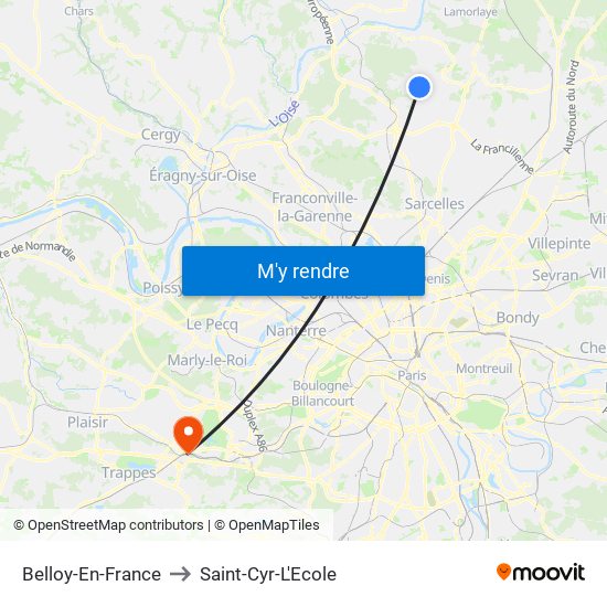 Belloy-En-France to Saint-Cyr-L'Ecole map