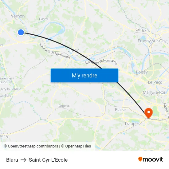 Blaru to Saint-Cyr-L'Ecole map