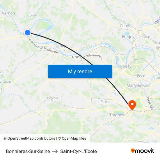 Bonnieres-Sur-Seine to Saint-Cyr-L'Ecole map