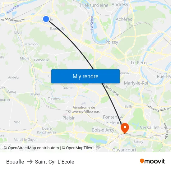 Bouafle to Saint-Cyr-L'Ecole map