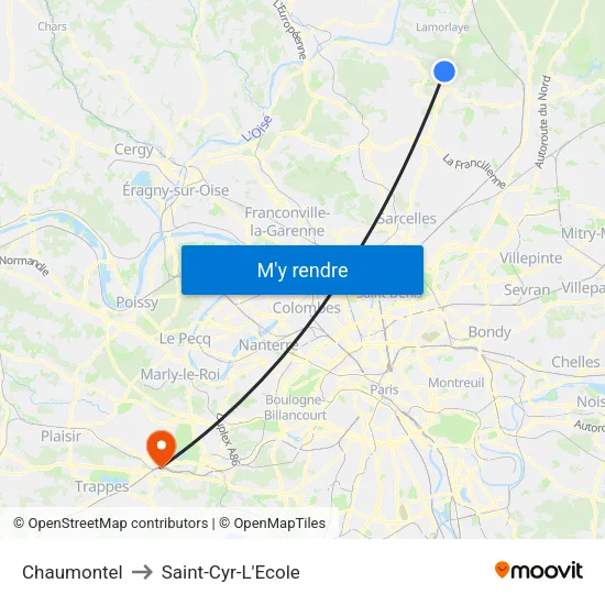 Chaumontel to Saint-Cyr-L'Ecole map