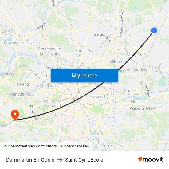 Dammartin-En-Goele to Saint-Cyr-L'Ecole map