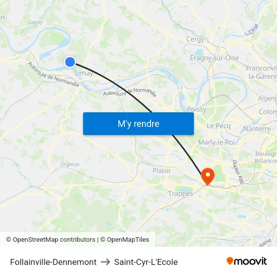 Follainville-Dennemont to Saint-Cyr-L'Ecole map
