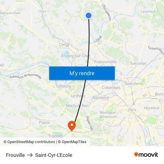 Frouville to Saint-Cyr-L'Ecole map