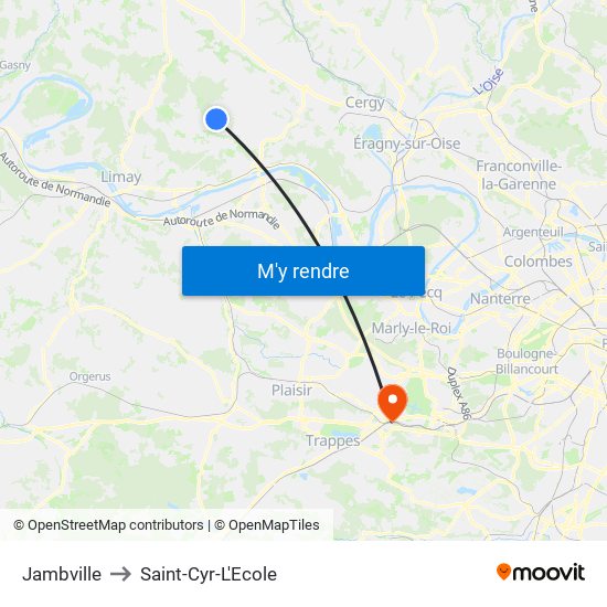 Jambville to Saint-Cyr-L'Ecole map