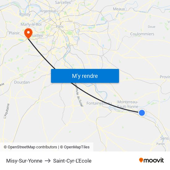 Misy-Sur-Yonne to Saint-Cyr-L'Ecole map