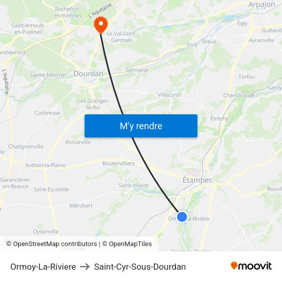 Ormoy-La-Riviere to Saint-Cyr-Sous-Dourdan map