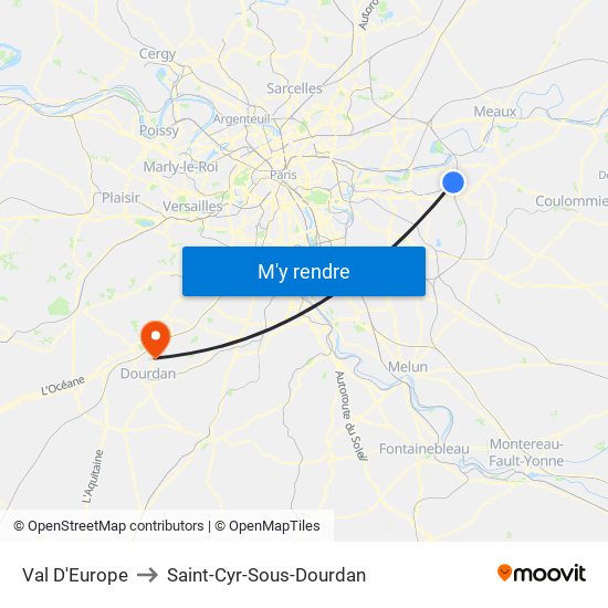 Val D'Europe to Saint-Cyr-Sous-Dourdan map