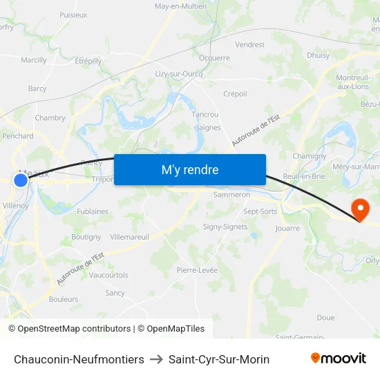Chauconin-Neufmontiers to Saint-Cyr-Sur-Morin map