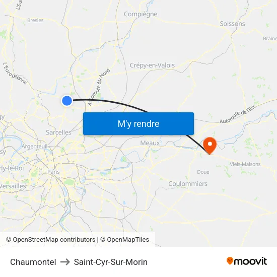 Chaumontel to Saint-Cyr-Sur-Morin map