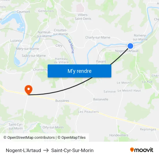 Nogent-L'Artaud to Saint-Cyr-Sur-Morin map