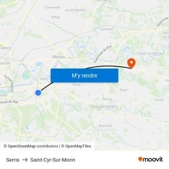 Serris to Saint-Cyr-Sur-Morin map