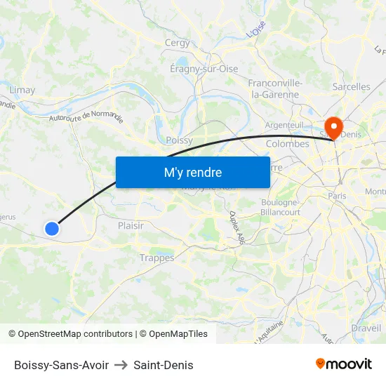 Boissy-Sans-Avoir to Saint-Denis map
