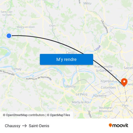 Chaussy to Saint-Denis map