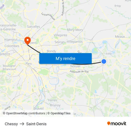 Chessy to Saint-Denis map