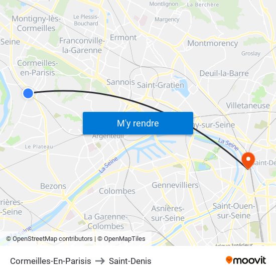 Cormeilles-En-Parisis to Saint-Denis map