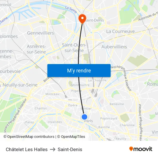 Châtelet Les Halles to Saint-Denis map