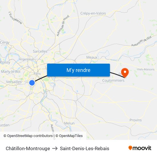 Châtillon-Montrouge to Saint-Denis-Les-Rebais map