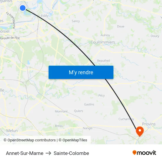 Annet-Sur-Marne to Sainte-Colombe map