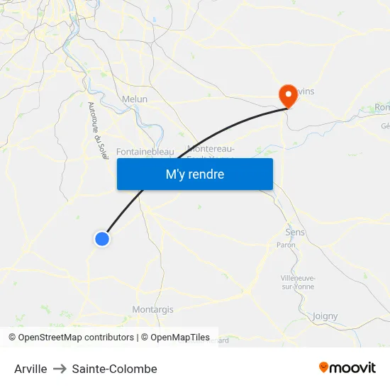 Arville to Sainte-Colombe map