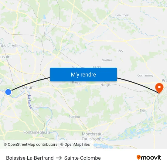 Boissise-La-Bertrand to Sainte-Colombe map